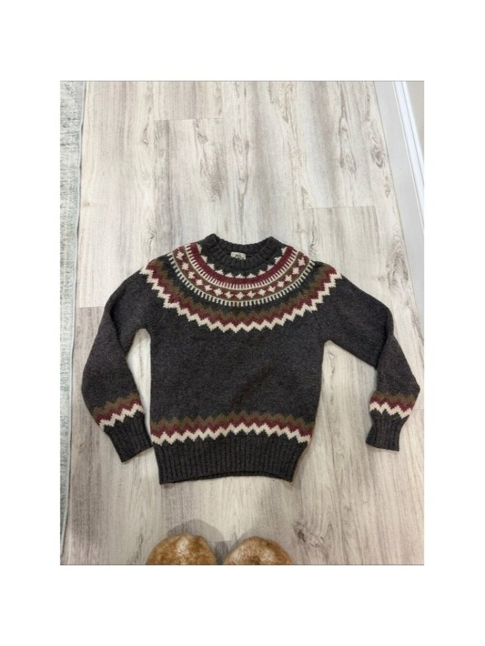 WOOLRICH 90S VINTAGE FAIR Isle Wool Sweater MEDIUM WOMEN GRAY